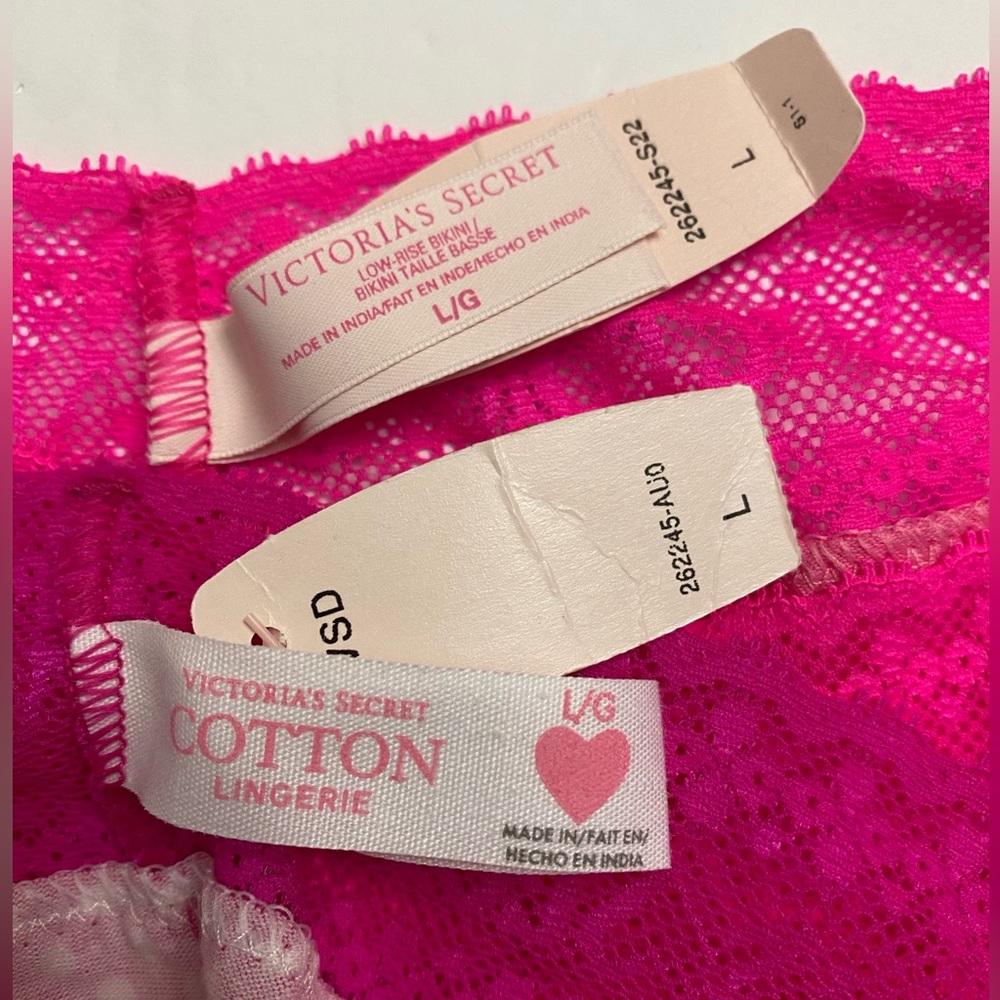 2 - 2012 Victoria’s Secret vintage logo lace waist low rise cotton bikinis - Picture 4 of 5